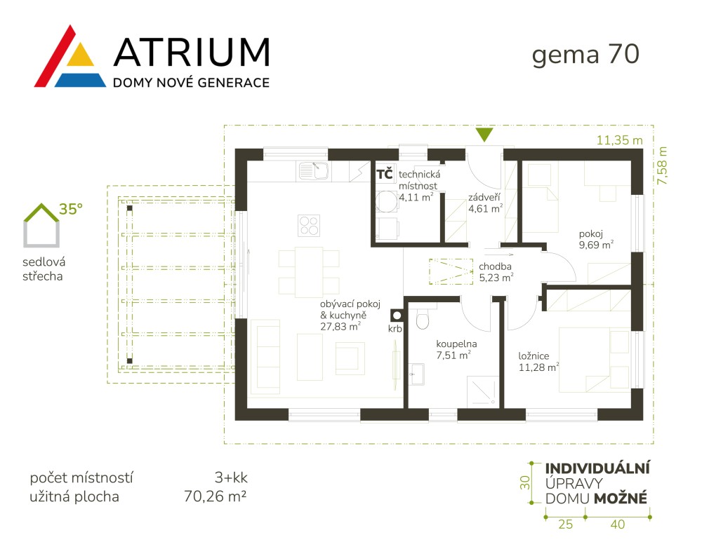 Gema 70 Půdorys přízemí