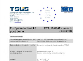 Evropská certifikace konstrukcí ATRIUM