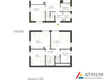 Půdorys podkrovní dřevostavby Variant 136