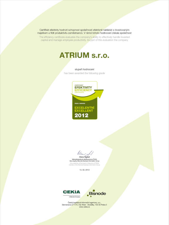 Certifikát efektivity