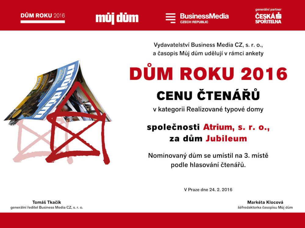 Dům roku 2016 - cena čtenářů